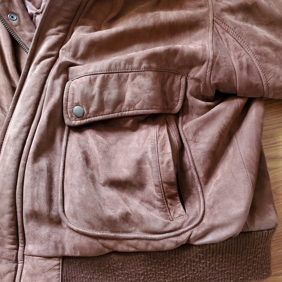 Men's Brown SUEDE lined jacket- Bomer style - Picture 4 of 9
